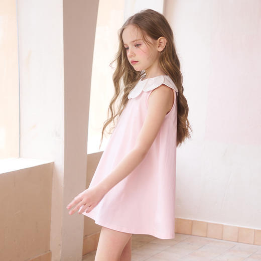 mettekids女童连衣裙夏季花瓣领甜美裙子童装儿童洋气时髦公主裙 商品图1