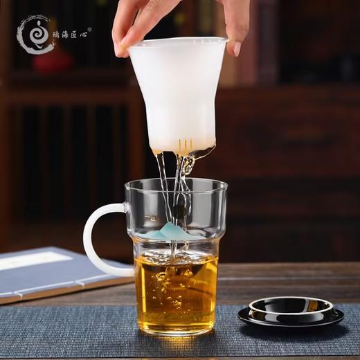 【特惠6折，仅1件，无货退款】璃海匠心耐热玻璃办公室泡茶山水之间套杯带盖茶杯礼盒装 商品图3