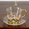 【样品特惠5折，仅1套，无货退款】罗比罗丹珐琅彩欧式奢华创意玻璃咖啡杯个性简约典雅带勺碟礼盒装 商品缩略图3