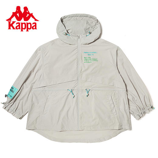 Kappa卡帕防风衣2023新款女梭织外套夏休闲连帽开衫印花皮肤衣KPDFBFJ01K 商品图0