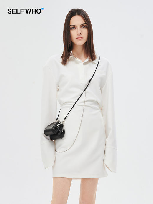 Self Who微弹力TR料不易皱后背镂空小心机polo连衣裙2023春白色 商品图0
