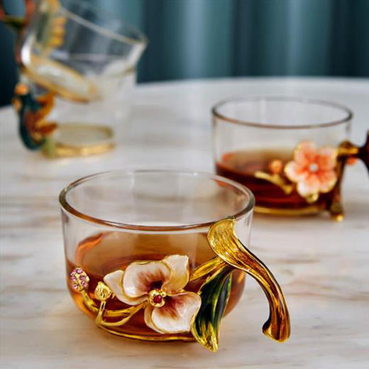 罗比罗丹花之语创意珐琅彩带把玻璃杯礼盒装【不支持补差，非质量问题不退不换】S 商品图1