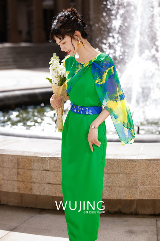 3022073 青山远黛 阳春绿连衣裙 雾境 商品图1