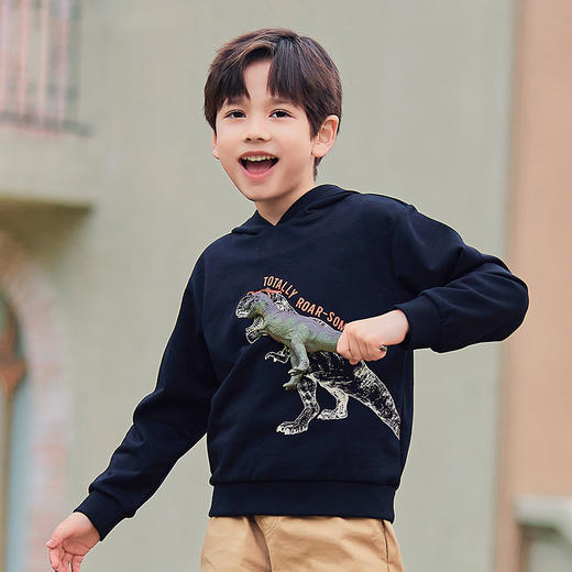 mettekids男童卫衣儿童春季新款连帽帅气童装中大童卡通恐龙上衣 商品图1