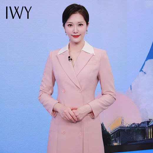 IWY/粉色西装连衣裙女春季新款高级感气质艺考播音主持人正装礼服Q13103 商品图2