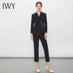 IWY/藏青色西装套装比亚迪王朝工作服修身显瘦气质女神范商务正装C10407+P11356-藏青色