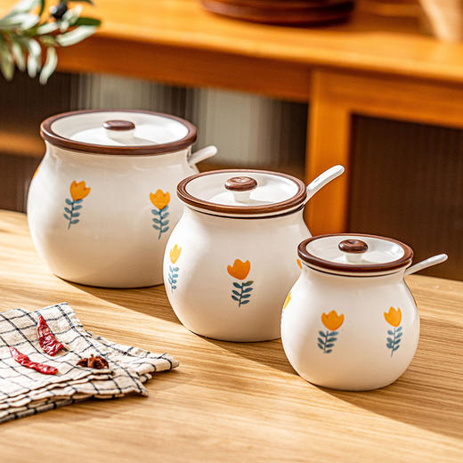 摩登主妇猪油罐陶瓷耐高温油泼辣子辣椒油罐家用荤油罐厨房调味罐 商品图2