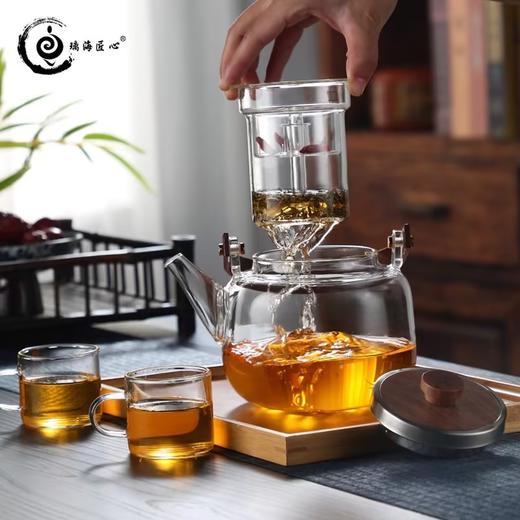 璃海匠心-透明乐栖蒸煮壶1000ML围炉煮茶壶养生泡茶提梁壶碳炉电陶炉家用 商品图3