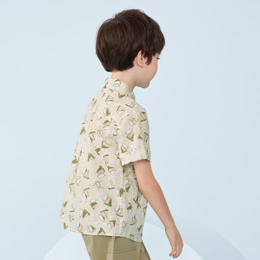 mettekids男童短袖衬衫夏季休闲印花上衣儿童纯棉衬衣潮帅气童装 商品图3