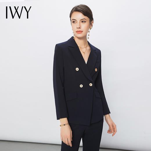 IWY/藏青色西装套装女中国移动新工装正式场合职业套装前台工作服C11355+P31356 商品图2