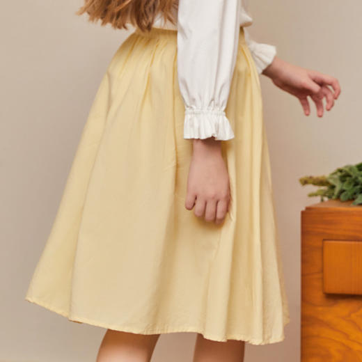 mettekids女童半身裙儿童春秋黄色花朵裙子中大童甜美舒适公主裙 商品图3