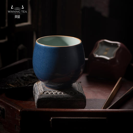 问鼎汝瓷鼎峰系列黛蓝金钟杯 商品图3