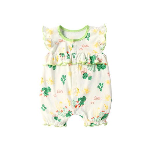 夏薄款可爱蝴蝶无袖婴儿哈衣爬爬服睡衣服宝宝短袖连体衣 商品图4