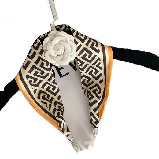 围巾春秋季懒人珠子吊坠围脖护颈锁骨珍珠小领巾长条磁扣项链丝巾 商品图4