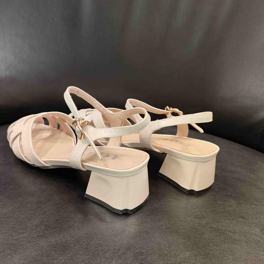 lfgj BM203中粗跟设计感小众镂空编织包头女凉鞋 商品图2