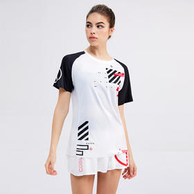 【折扣】科里芙 春夏新款运动跑步上衣女短袖时尚印花透气健身衣