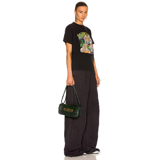 BALENCIAGA 巴黎世家 女士鳄鱼压纹 BB 金属徽标链条单肩包 墨绿色 674693 23ECM 3017 商品图3