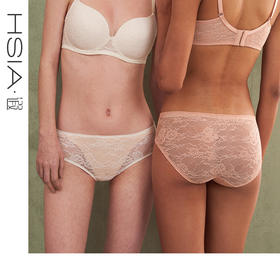 HSIA遐性感全蕾丝内裤女轻薄舒适透气包臀不夹臀纯棉裆中腰平角裤【轻奢蕾丝光面】