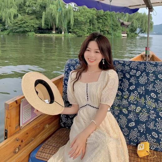 【微风半夏】珍妮弗系列立体织带短袖收腰连衣裙 商品图0