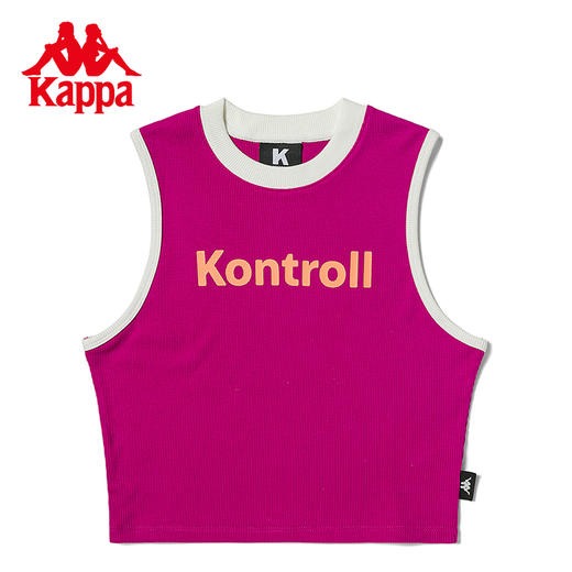 Kappa卡帕吊带背心2023新款女字母印花背心撞色圆领内搭无袖上衣KPDFBVV01K 商品图1