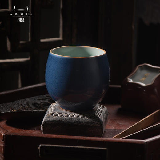 问鼎汝瓷鼎峰系列黛蓝金钟杯 商品图0