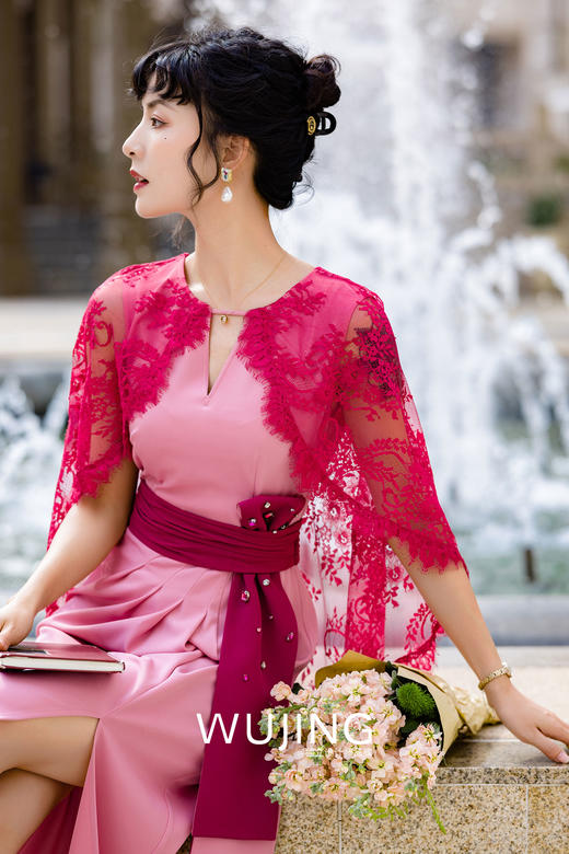 3022041 粉黛胭脂 藕粉色连衣裙 雾境 商品图4