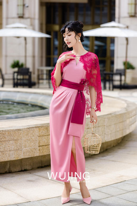 3022041 粉黛胭脂 藕粉色连衣裙 雾境 商品图1