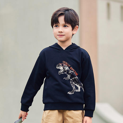 mettekids男童卫衣儿童春季新款连帽帅气童装中大童卡通恐龙上衣 商品图3