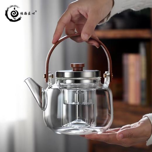 璃海匠心-透明乐栖蒸煮壶1000ML围炉煮茶壶养生泡茶提梁壶碳炉电陶炉家用 商品图1