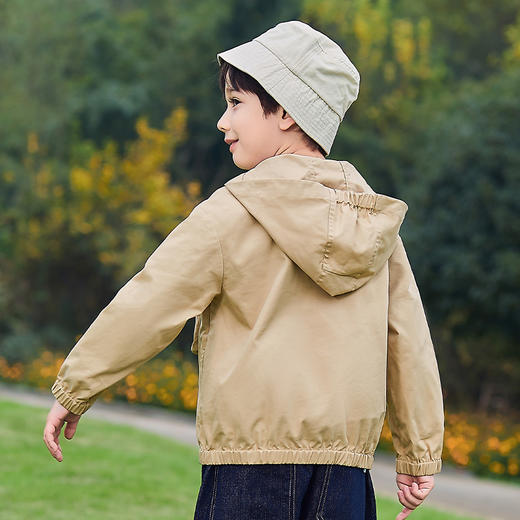 mettekids儿童外套男童春秋新款时尚童装中大童连帽休闲短款风衣 商品图3