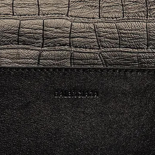 BALENCIAGA 巴黎世家 女士鳄鱼压纹 BB 金属徽标链条单肩包 黑色 674693 23ECM 1000 商品图3