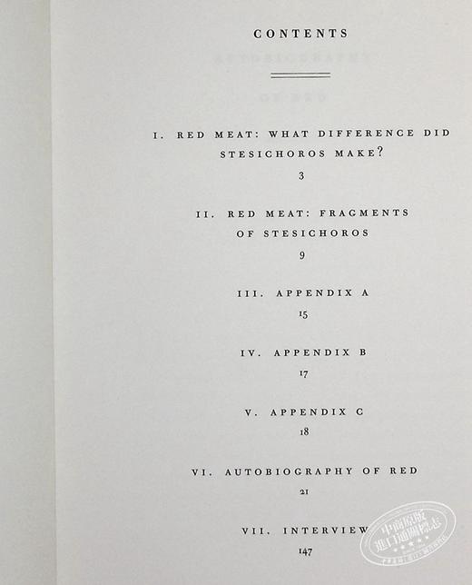 【中商原版】安妮 卡森 红的自传 Autobiography Of Red 英文原版 Anne Carson 诗体小说 古典文本与当代自传诗的桥梁 商品图5