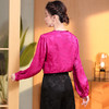 宽松复古，长袖圆领改良新唐装女春夏女装人丝提花圆领上衣AYK-QF-230211 商品缩略图3
