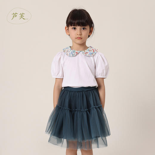 【马克珍妮 芦芙】夏装新款 女童娃娃领纯棉短袖T恤230533 商品图0