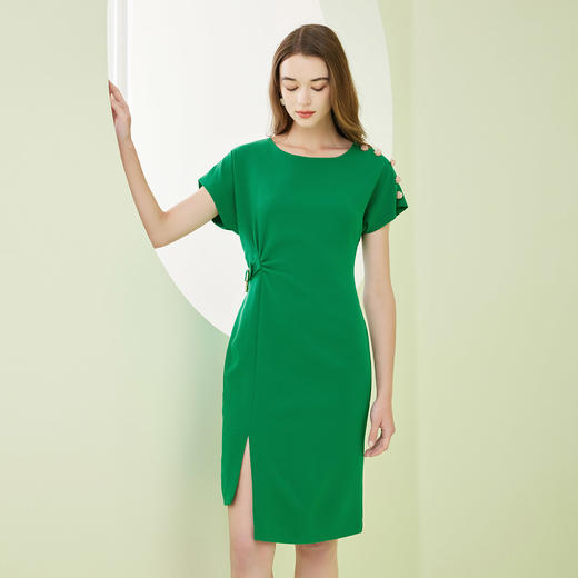 NF802 斯尔丽瑟俪2023年春夏款彩色不对称抽皱连衣裙 商品图0