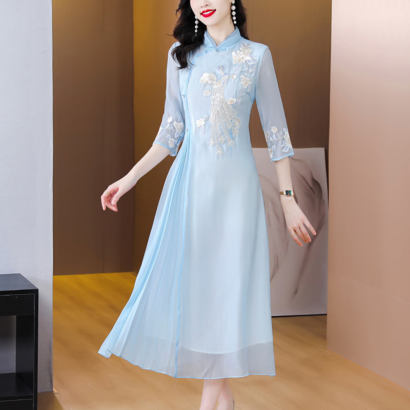 中国风新款优雅气质民族风复古改良旗袍长裙AHM-lyf3006
