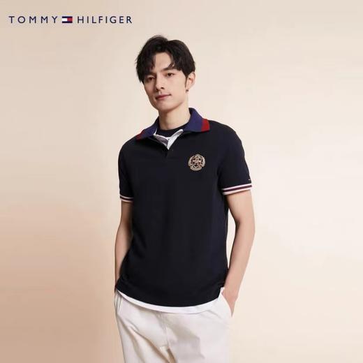 TOMMY HILFIGER 23新款春夏男装纯棉时尚徽章刺绣撞色翻领短袖POLO衫29412 商品图4
