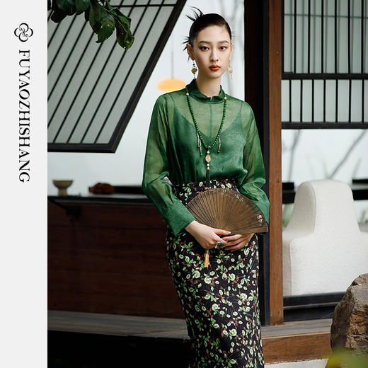 IWY/扶摇系列 复古轻奢立领衬衫23FYB99 商品图0