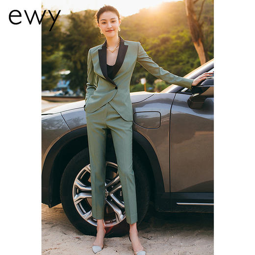 秋冬高端职业装气质女神范套装售楼部经理工作服绿色西装套装女OL 商品图2