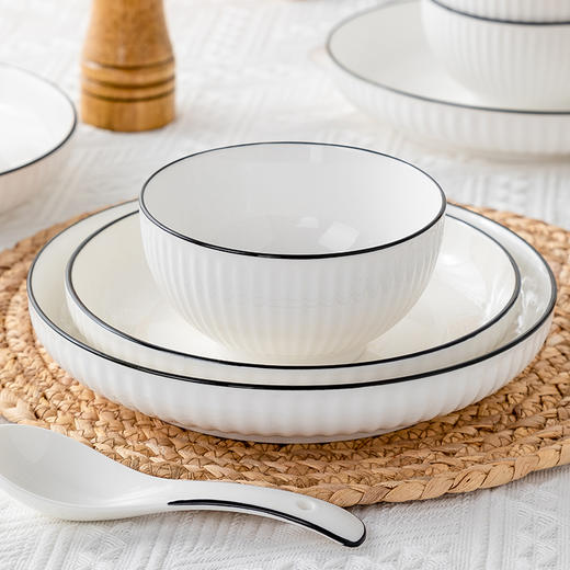 【瓷都景德镇出品】6人餐具套装 日式简约风格 釉下彩工艺 可微波 蒸菜 易清洗 商品图7