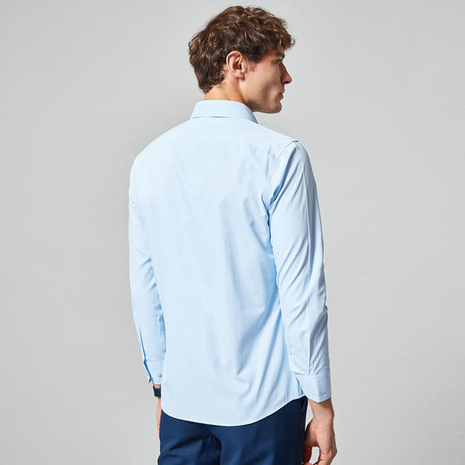 【精美刺绣】罗蒙春秋款男士长袖衬衫纯色简约商务正装职业工装衬衣通勤衬衫男 商品图5