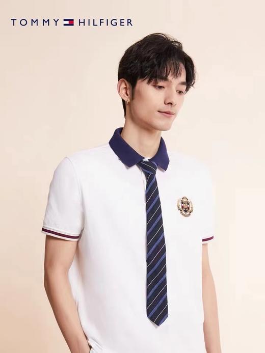 TOMMY HILFIGER 23新款春夏男装纯棉时尚徽章刺绣撞色翻领短袖POLO衫29412 商品图1