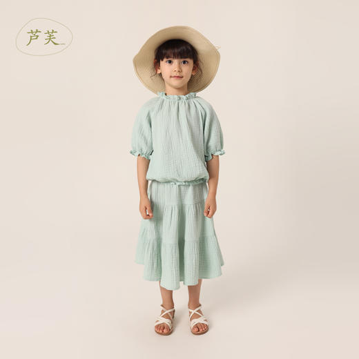 【马克珍妮 芦芙】夏装新款 女童泡泡纱灯笼廓形小衫230836 商品图1