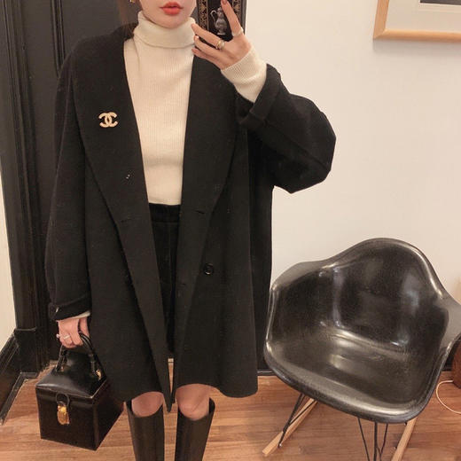 金蘑菇菇【黑标！法式布蕾羊绒】羊绒高领+低领修身纯色打底毛衣 商品图3