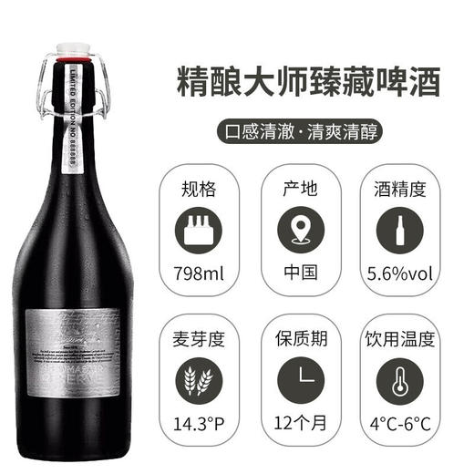 百威（BUDWEISER）Budweiser百威精酿大师臻藏啤酒 798ML大瓶限量礼盒装  商品图2