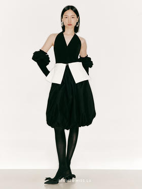 【凯特】撞色大口袋削肩收腰马甲上衣/230028A