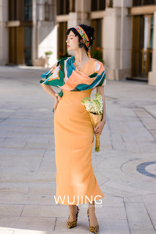 3022061 烟岚怀玉 山茶梅色连衣裙 雾境 商品图0