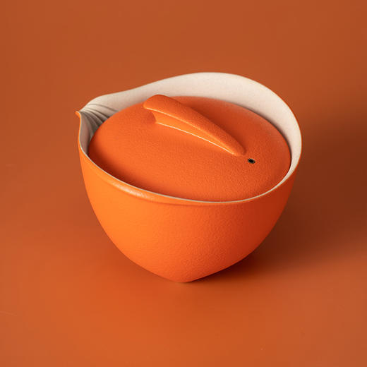 万仟堂 | 山水之间·快客杯 茶具 旅行茶具套装 陶瓷功夫茶具 便携茶具 企业定制礼品 礼品 1壶2杯 橙色砂釉 商品图5