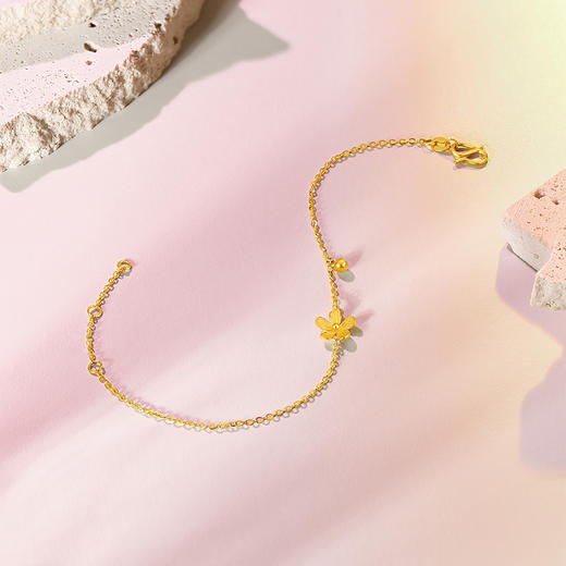 周六福5G黄金小桃花手链女款2代无极金系列时髦金计价足金手饰 商品图4