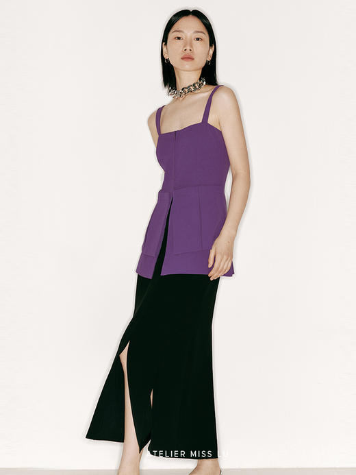 【午后热浪】造型大口袋设计收腰吊带上衣/230030B 商品图1